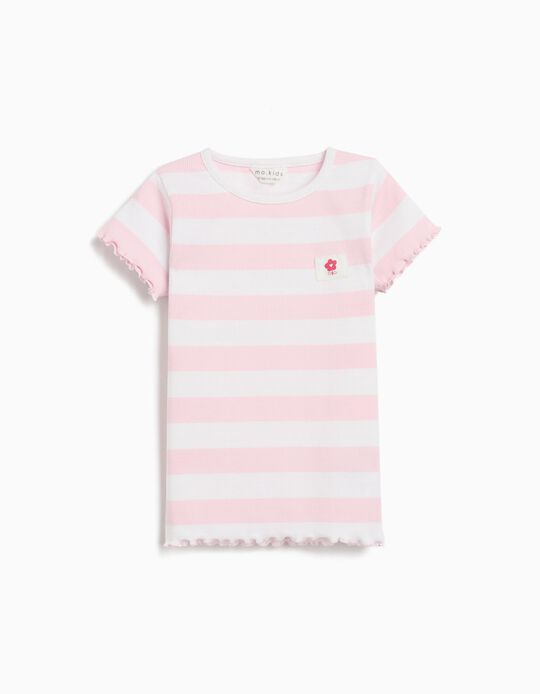 Comprar Online T-shirt Riscas, Menina, Rosa Claro 