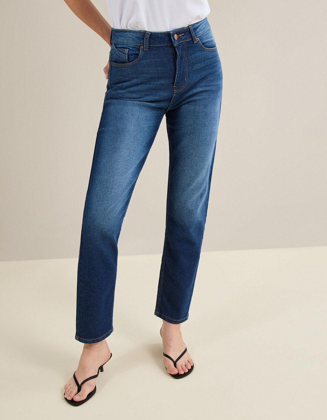 Cal&ccedil;as de Ganga 'Tapered Mom Fit', Mulher, Azul Escuro