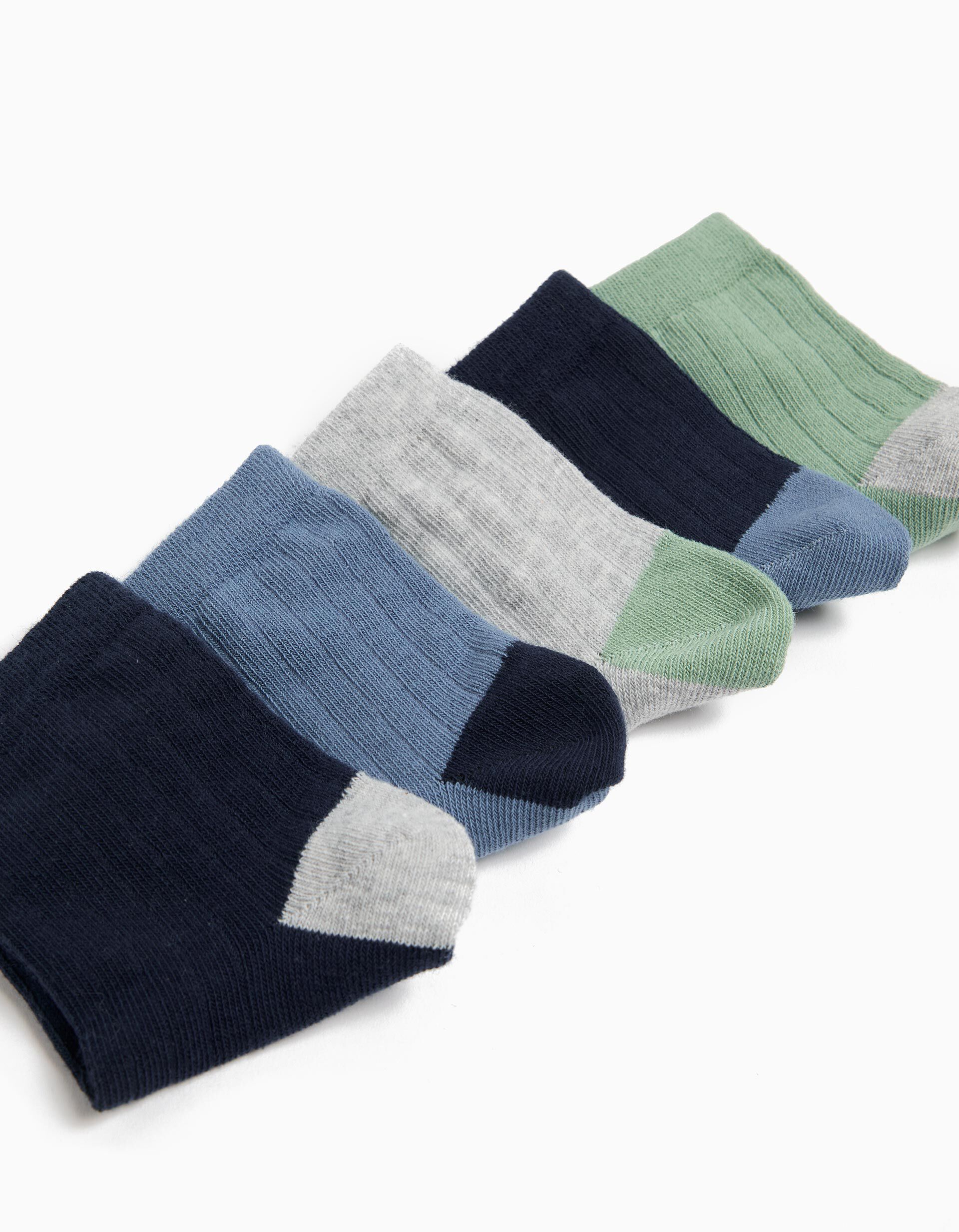 Comprar Online Pack 5 Pares de Meias Caneladas, Menino, Multicor