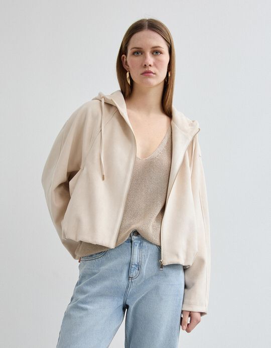 Comprar Online Casaco Efeito Camur&ccedil;a, Mulher, Bege