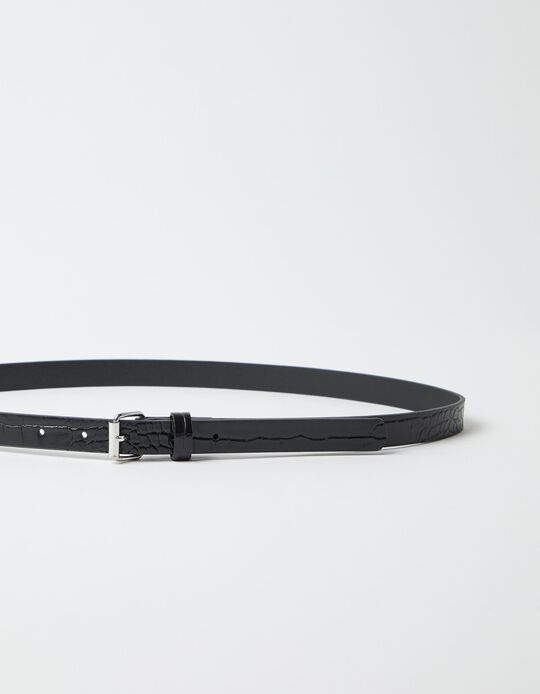 Comprar Online Cinto Efeito Crocodilo, Mulher, Preto