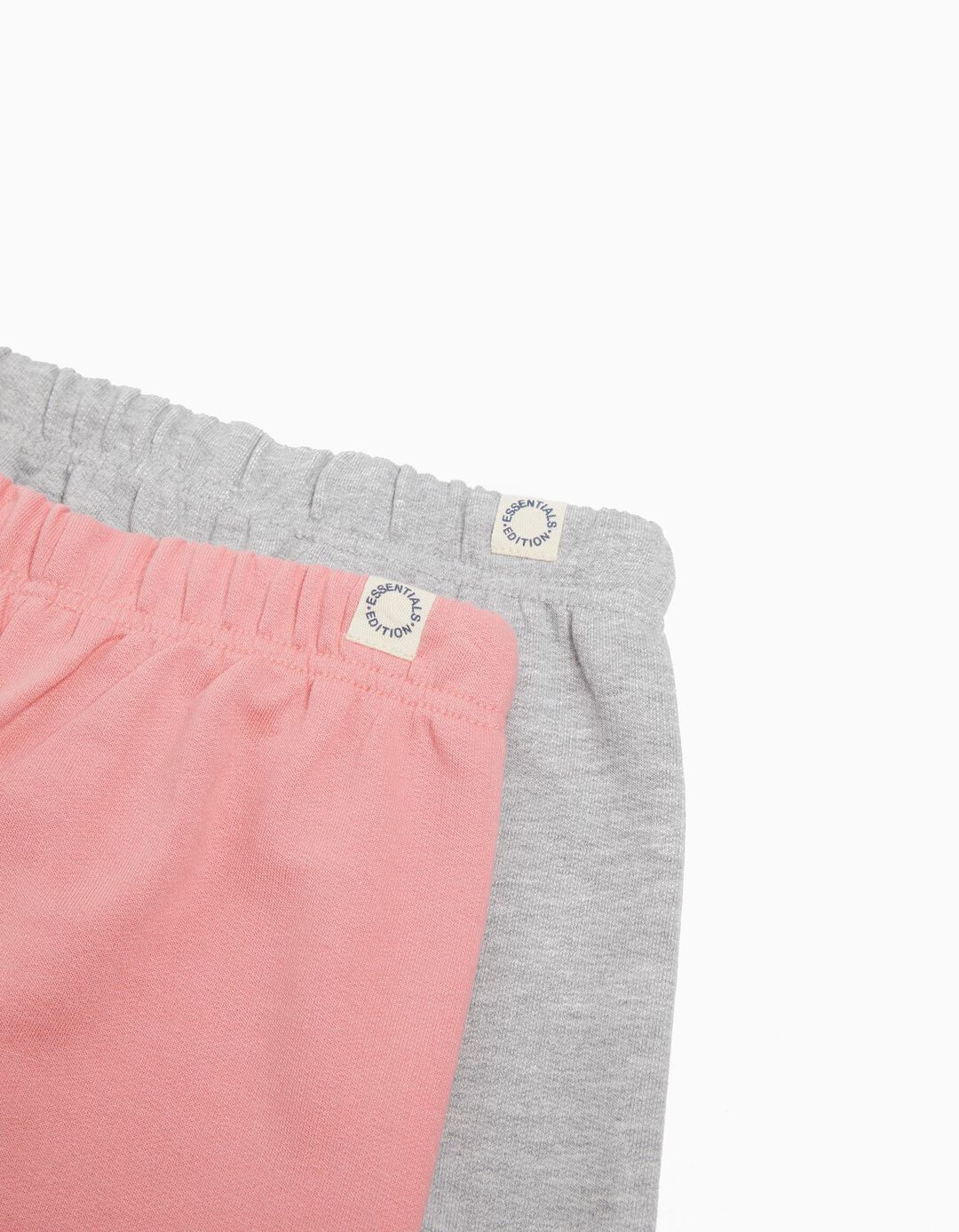 Pack 2 Joggers de Felpa, Beb&eacute; Menina, Rosa Claro/Cinzento Claro