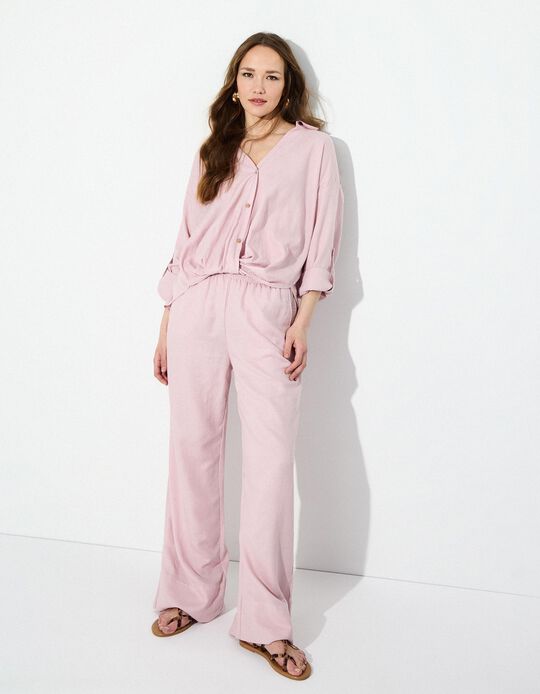 Comprar Online Calças com Linho, Mulher, Roxo Claro