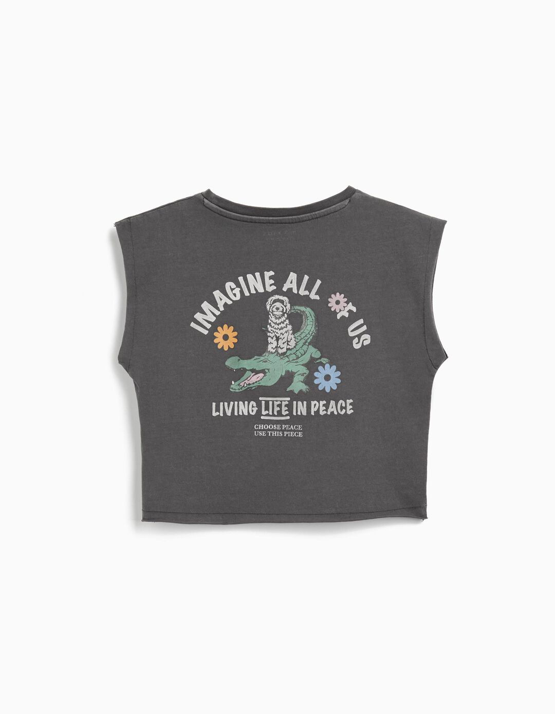 T-shirt sem Mangas 'Peace Language', Menina, Cinzento Escuro