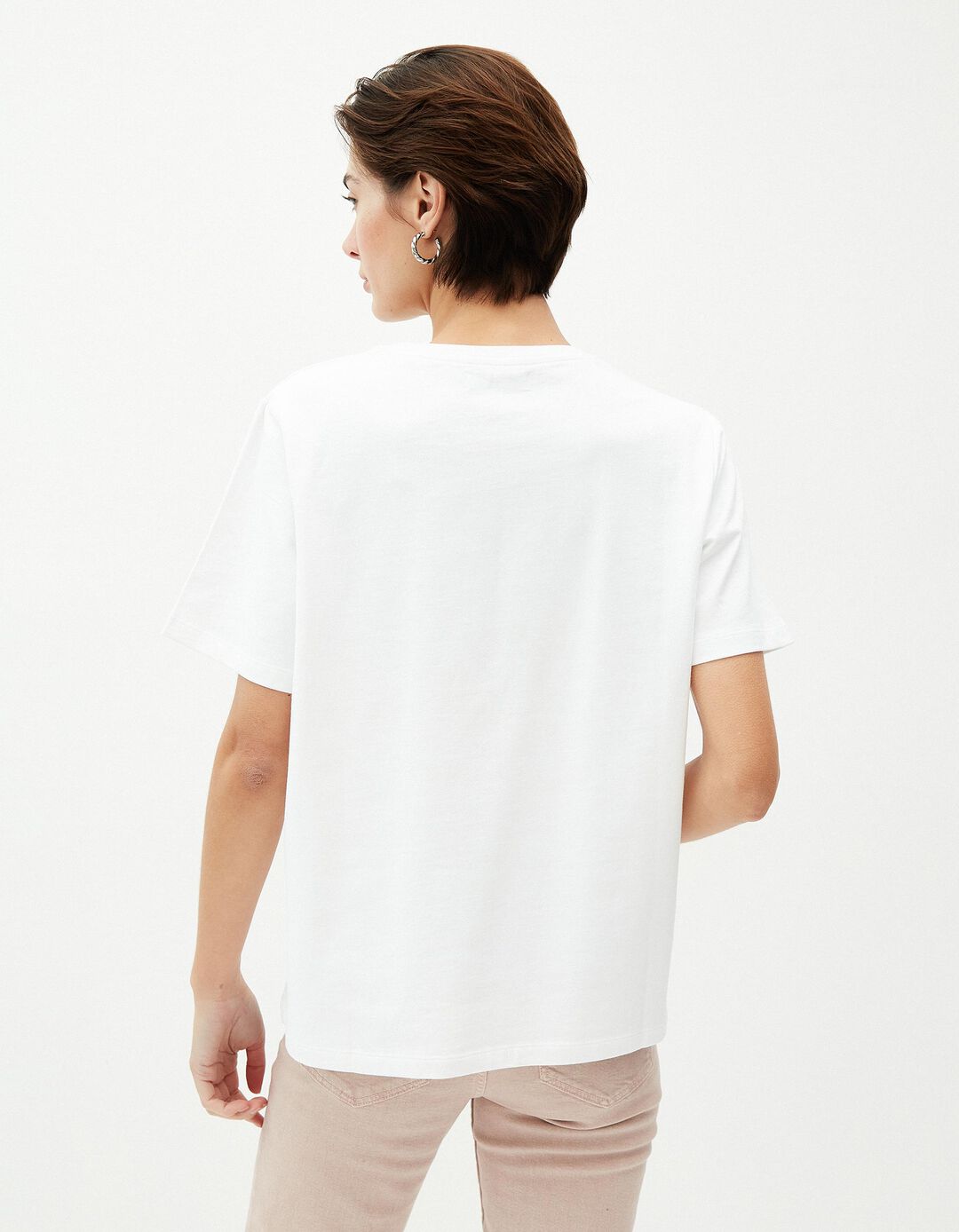 T-shirt com Brilhantes, Mulher, Branco