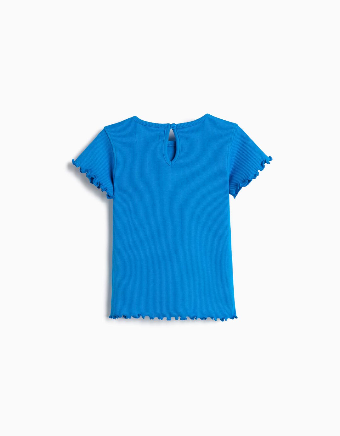 T-shirt Bordado Flor, Menina, Azul