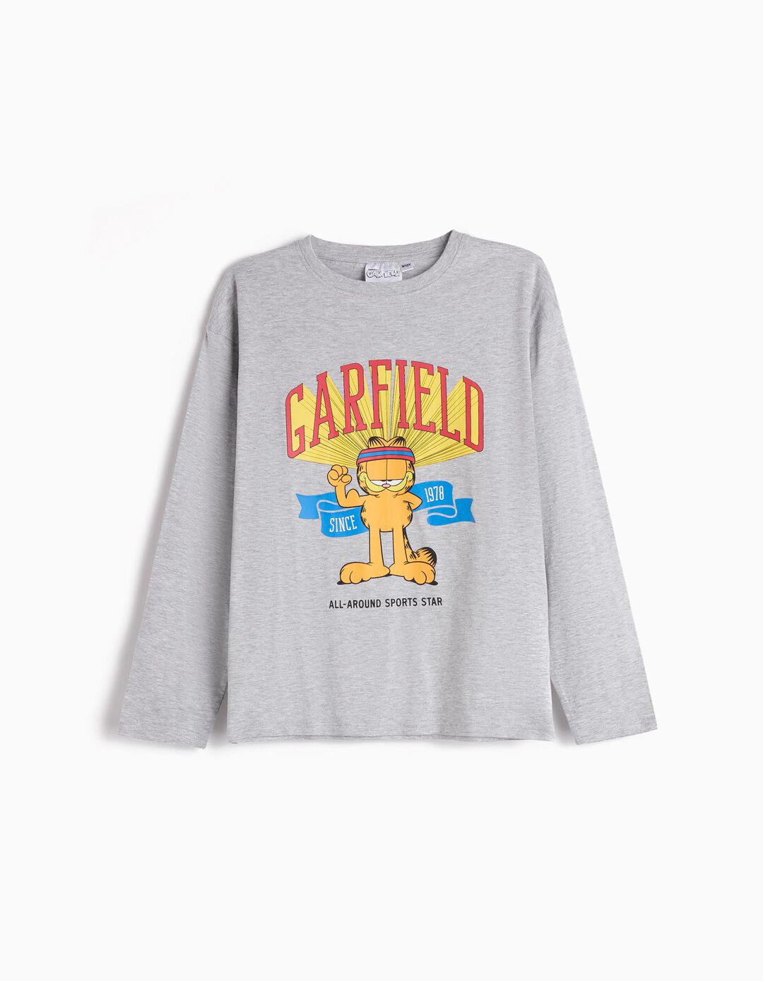 T-shirt de Manga Comprida 'Garfield', Menino, Cinzento Claro