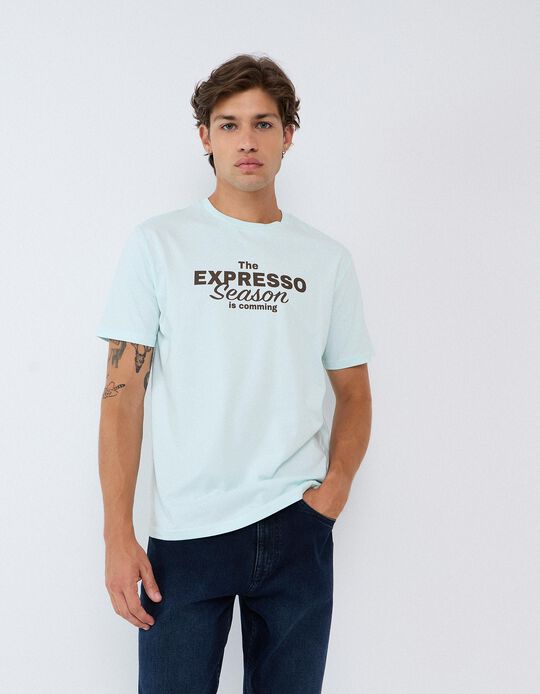 Comprar Online T-shirt Jersey Estampada, Homem, Azul Claro