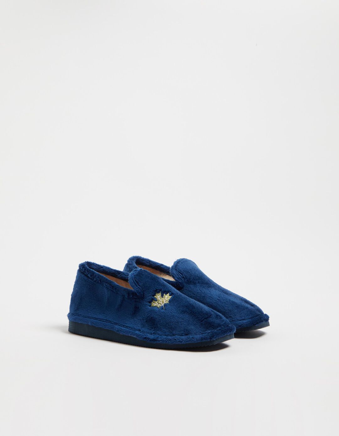 Pantufas Bordado, Mulher, Azul Escuro