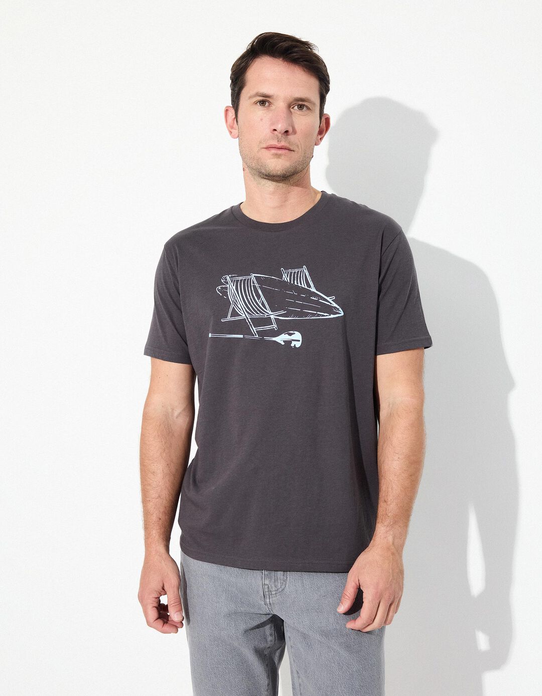 T-shirt Jersey, Homem, Cinzento Escuro