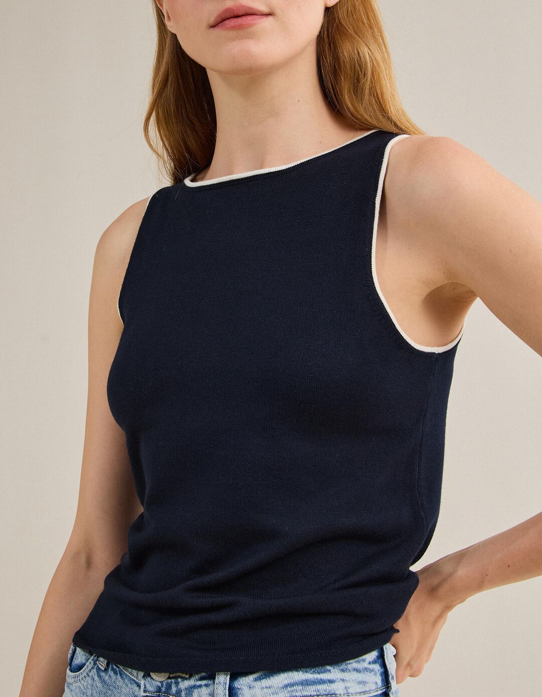 Tank Top, Mulher, Azul Escuro