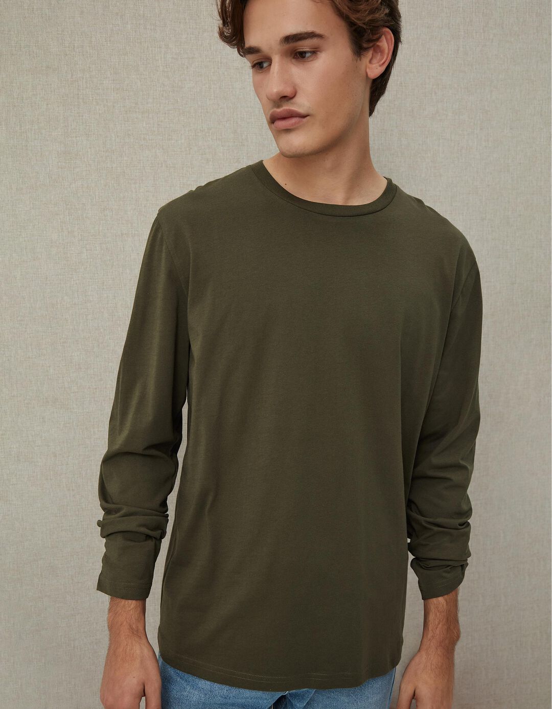 T-shirt de Manga Comprida, Homem, Verde Escuro