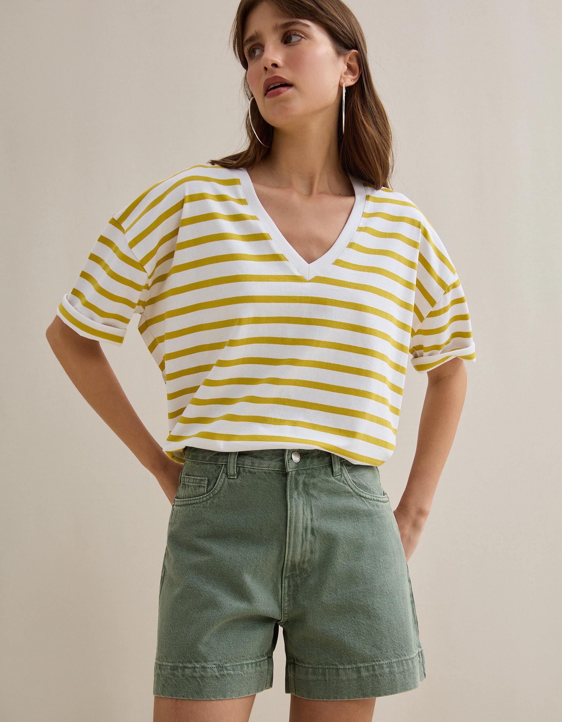 Comprar Online T-shirt Riscas, Mulher, Amarelo