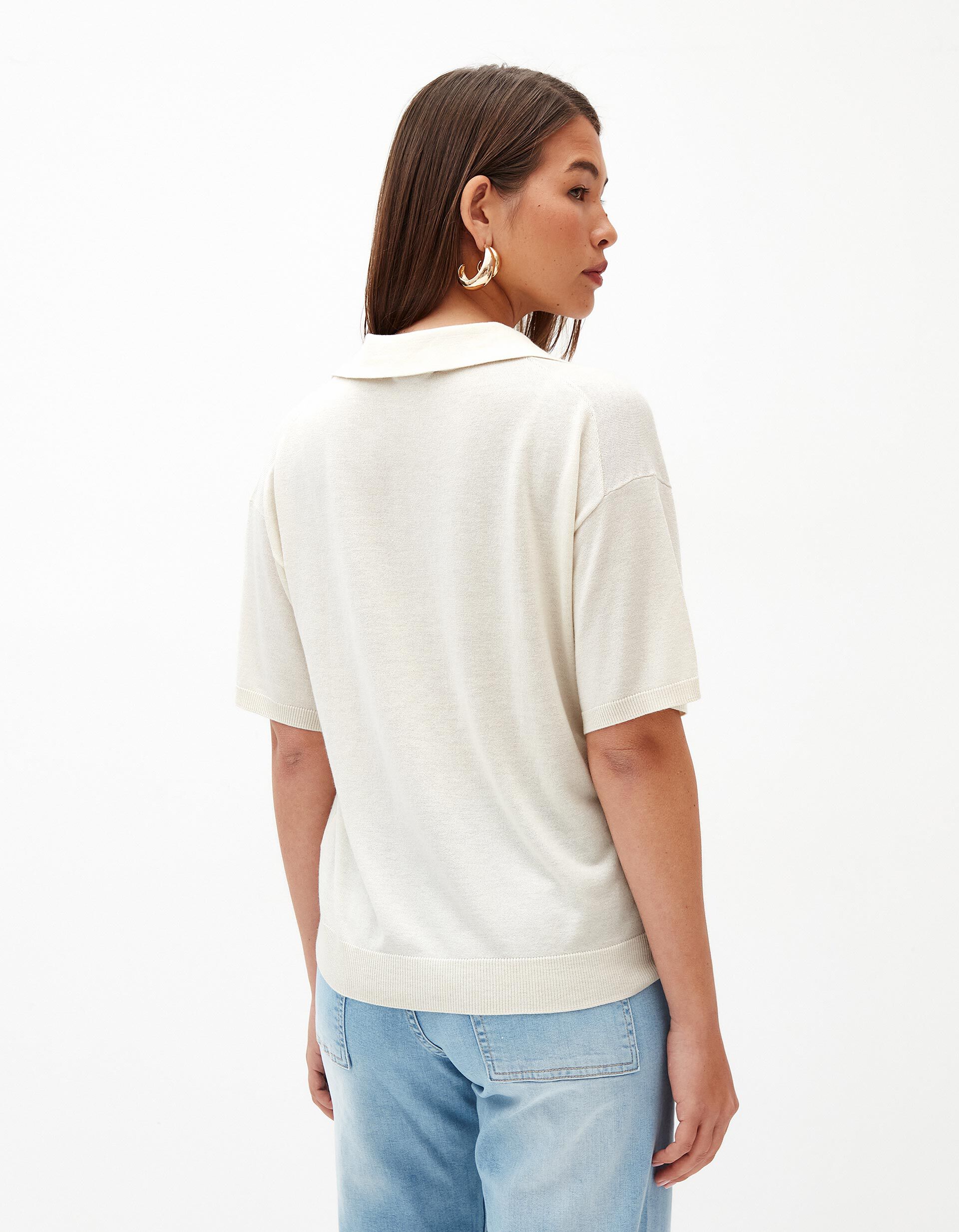 Comprar Online Camisola Polo de Manga Curta, Mulher, Bege Claro