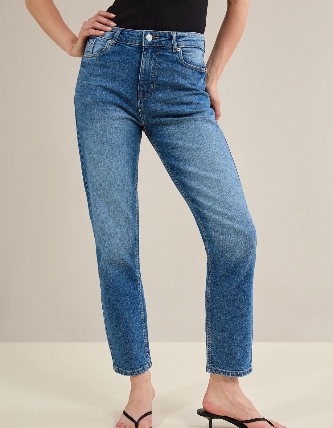 Cal&ccedil;as de Ganga 'Tapered Mom Fit', Mulher, Azul 