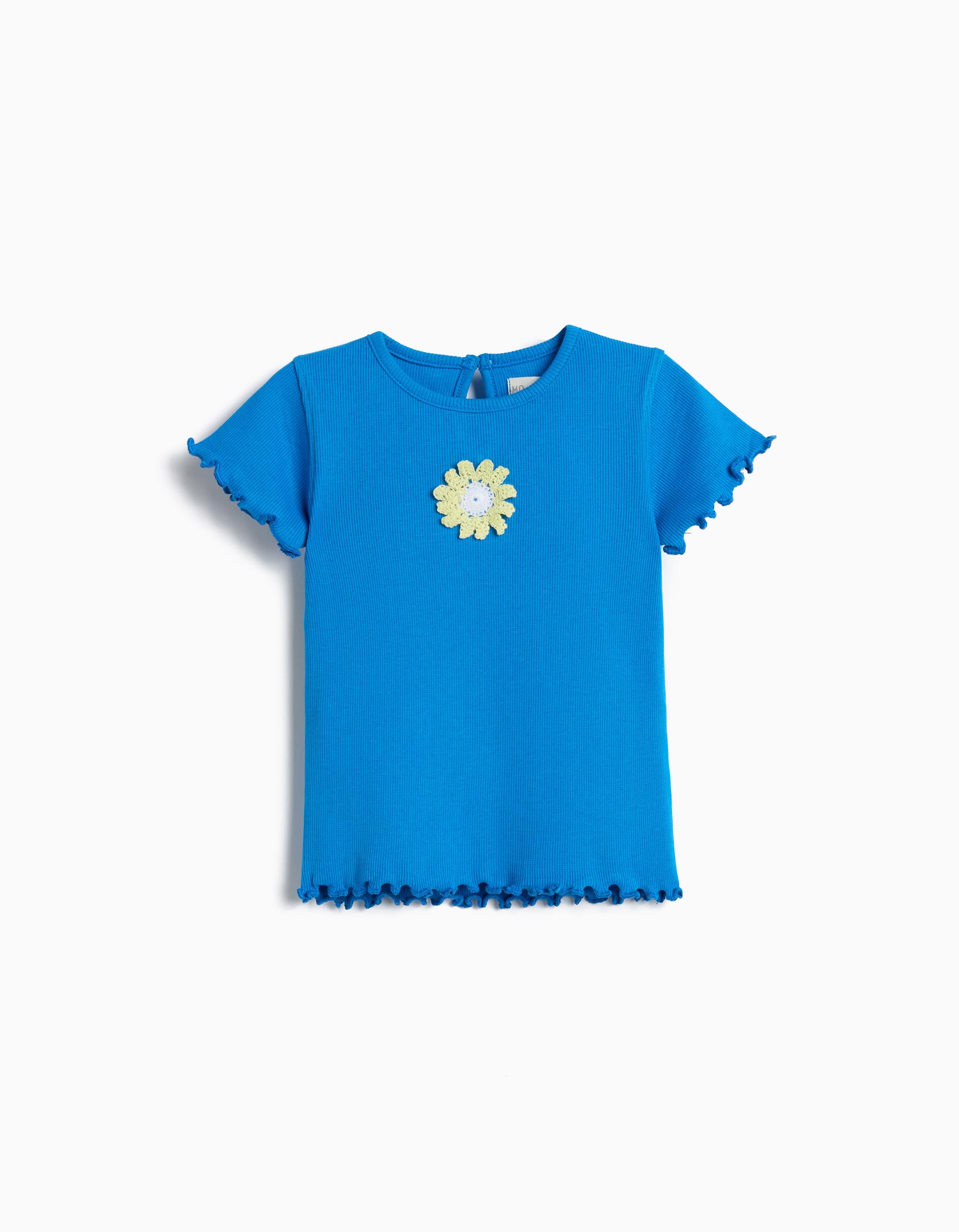 Comprar Online T-shirt Bordado Flor, Menina, Azul