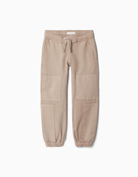 Comprar Online Calças Joggers Sarja, Menino, Bege Escuro
