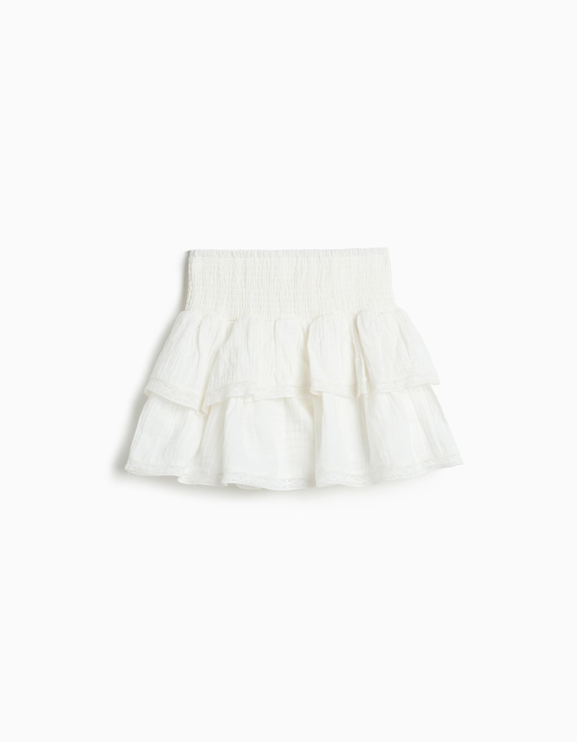Comprar Online Saia com Folhos, Menina, Branco