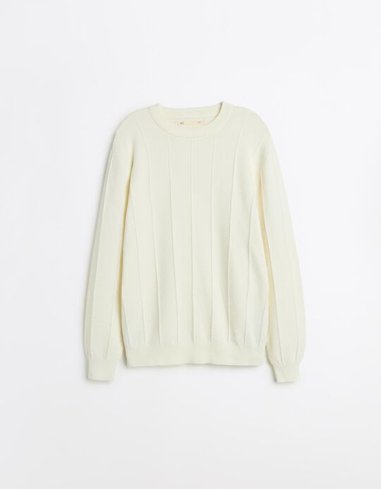 Comprar Online Camisola de Malha Jacquard, Homem, Cru