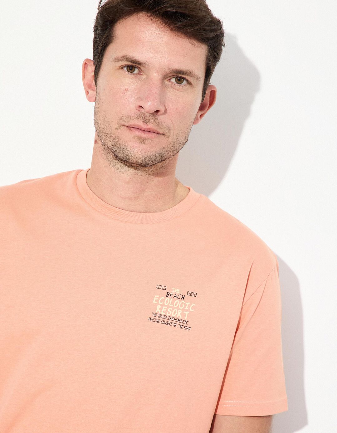 T-shirt Jersey Print, Homem, Laranja Claro 