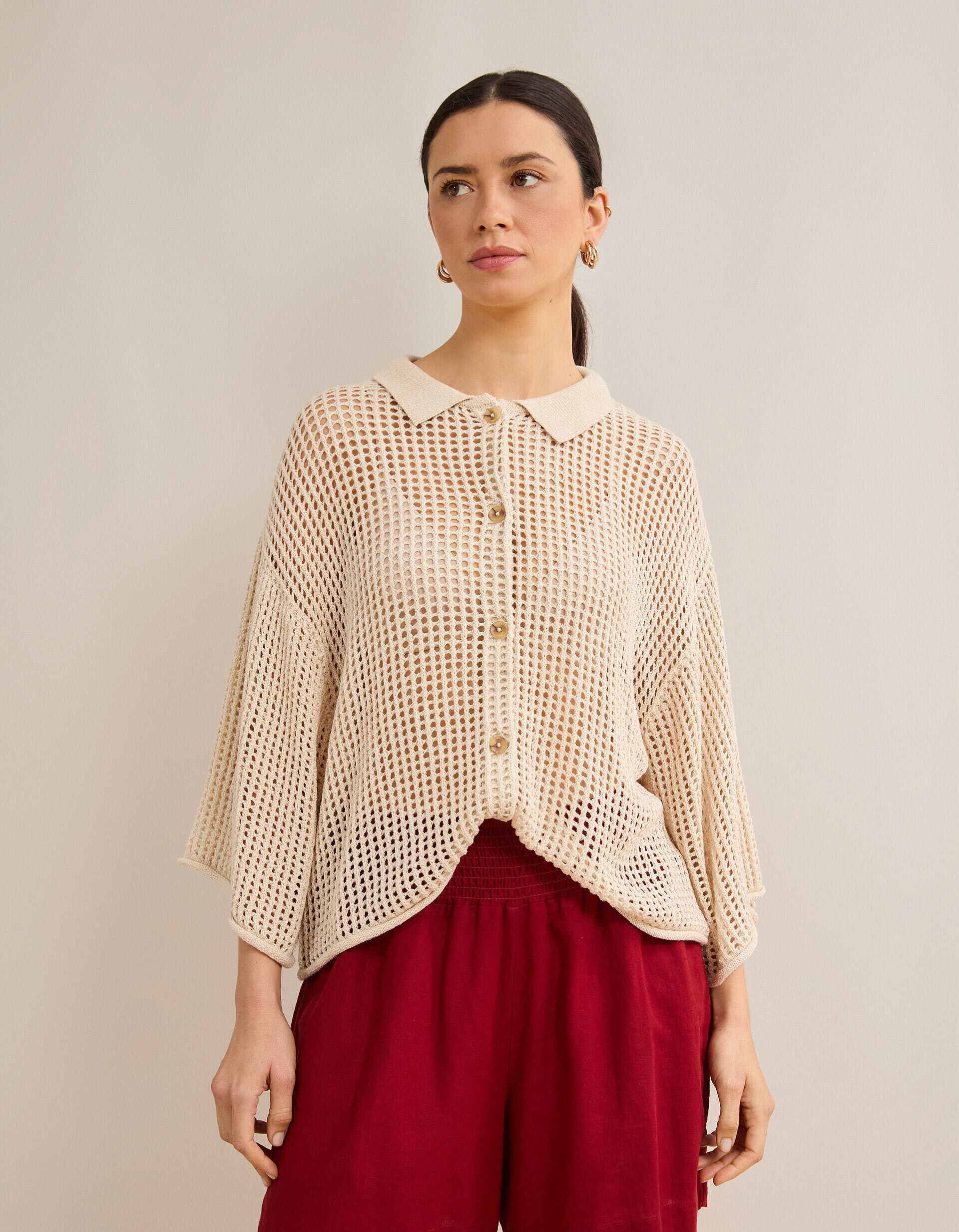 Comprar Online Camisa Tricotada, Mulher, Bege Claro