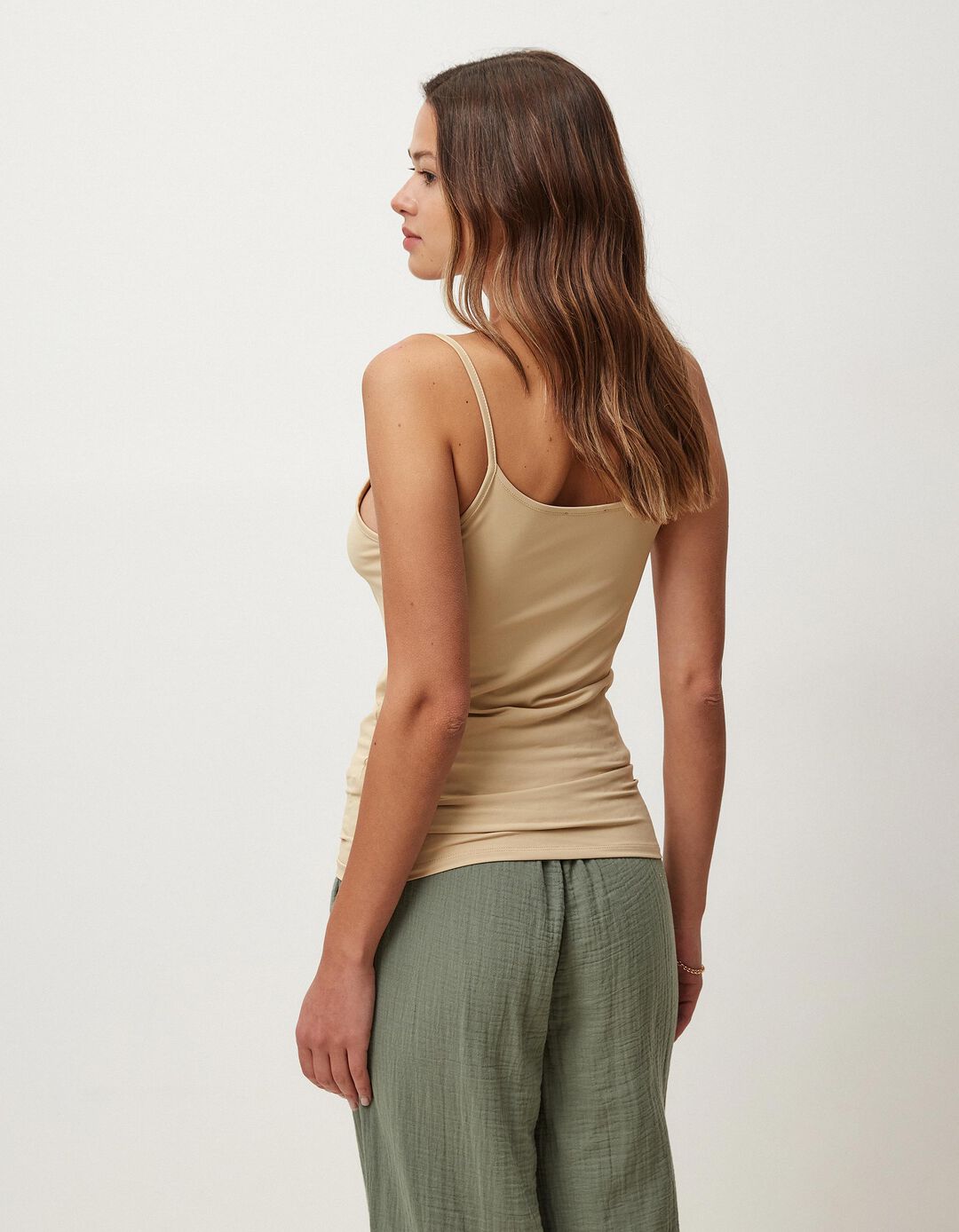 Top de Alças Finas, Mulher, Bege