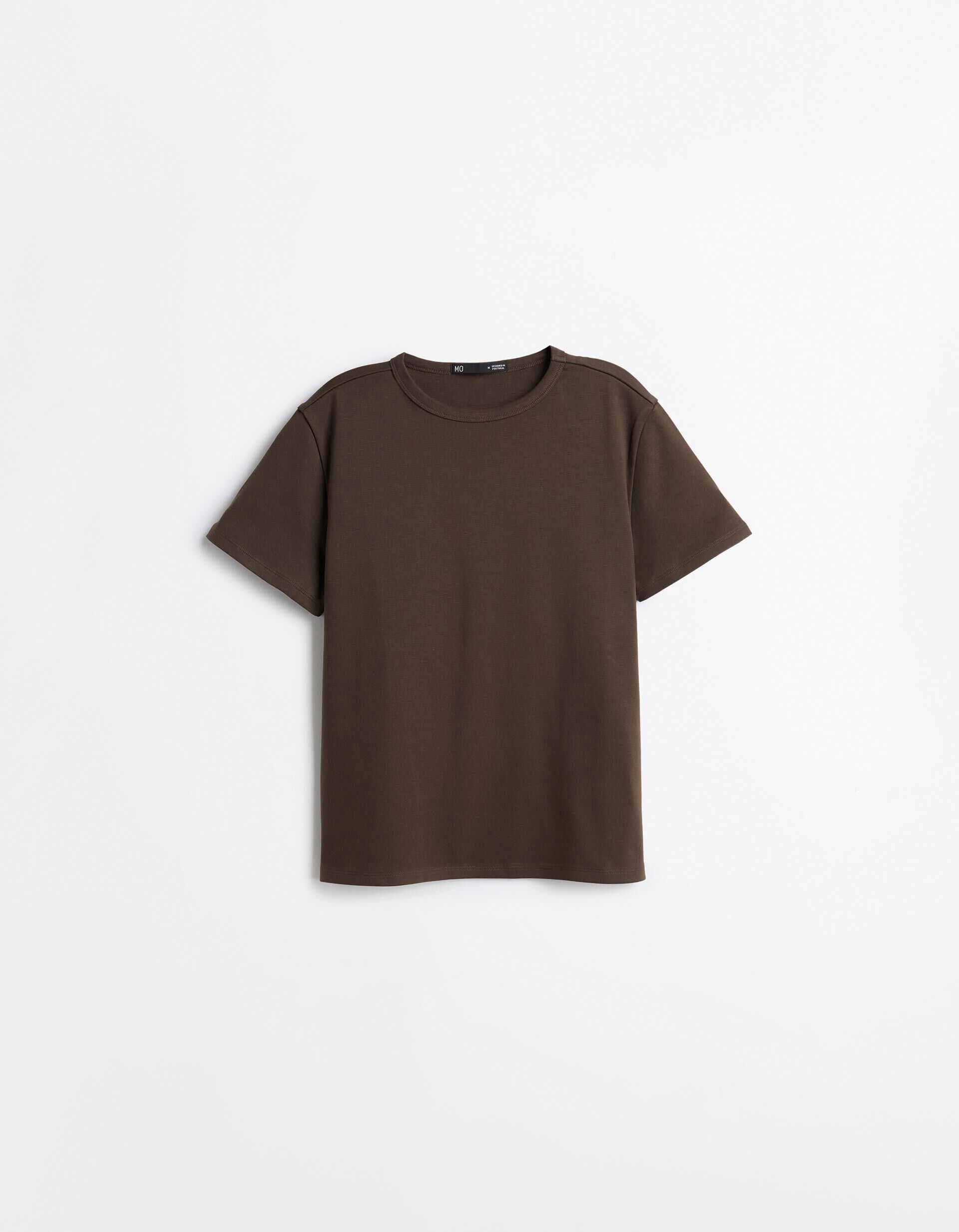 Comprar Online T-shirt Interlock Manga Curta, Mulher, Castanho Escuro