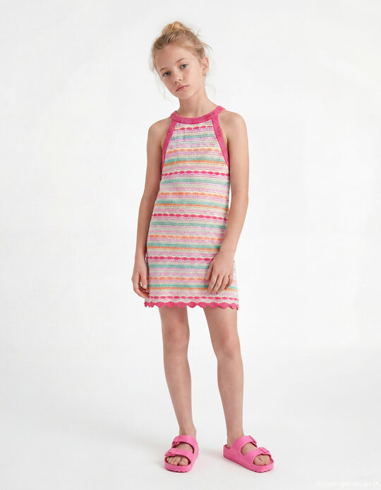 Comprar Online Vestido Crochet, Menina, Rosa