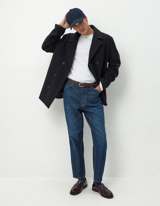 Comprar Online Calças de Ganga 'Relaxed Crop Fit', Homem, Azul Escuro