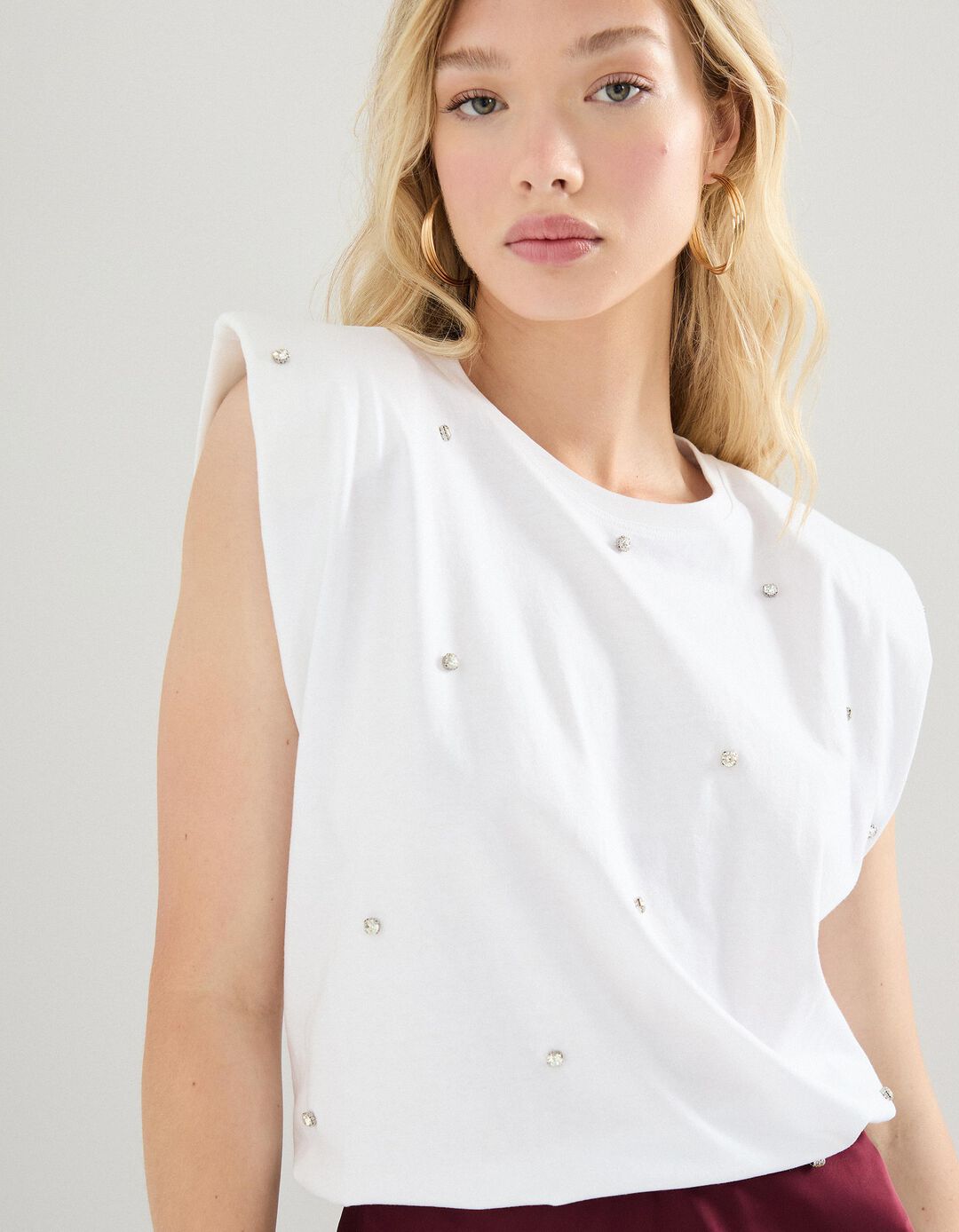 T-shirt sem Mangas, Mulher, Branco