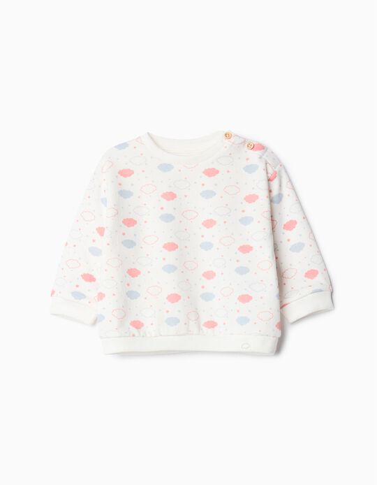 Comprar Online Sweatshirt de Felpa Estampada, Recém-nascido, Branco