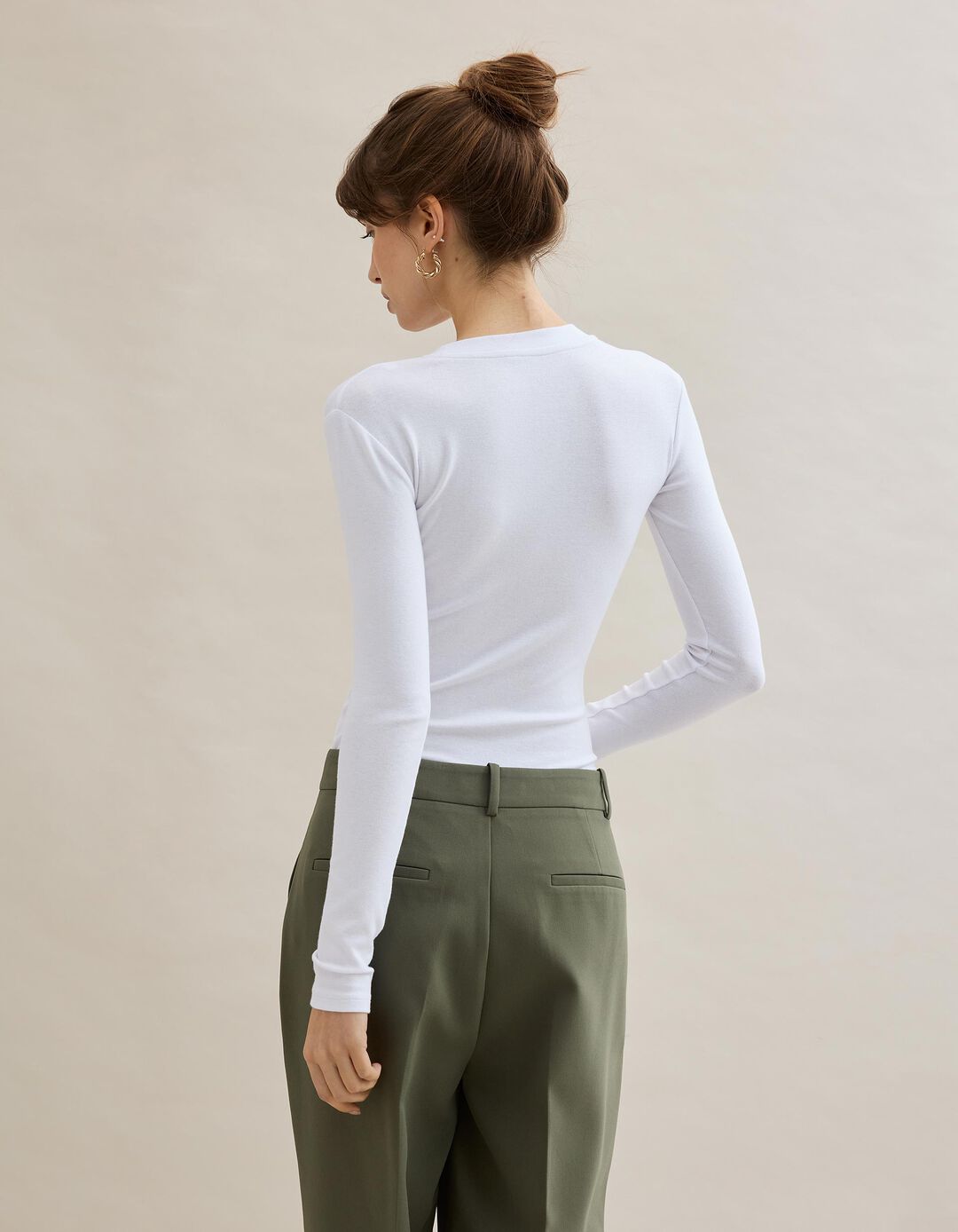 Body de Manga Comprida, Mulher, Branco