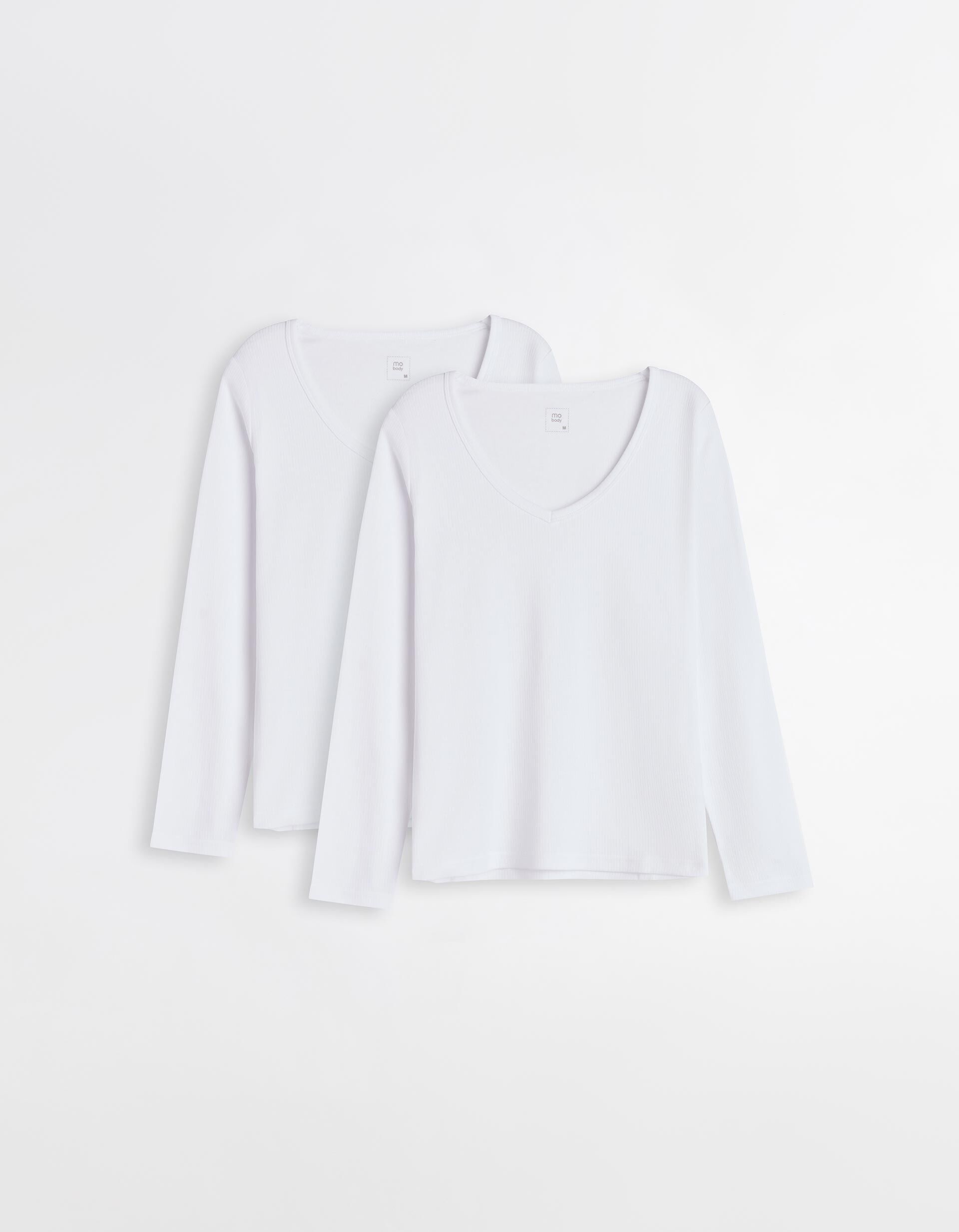 Comprar Online Pack 2 Camisolas Interiores de Manga Comprida, Mulher, Branco