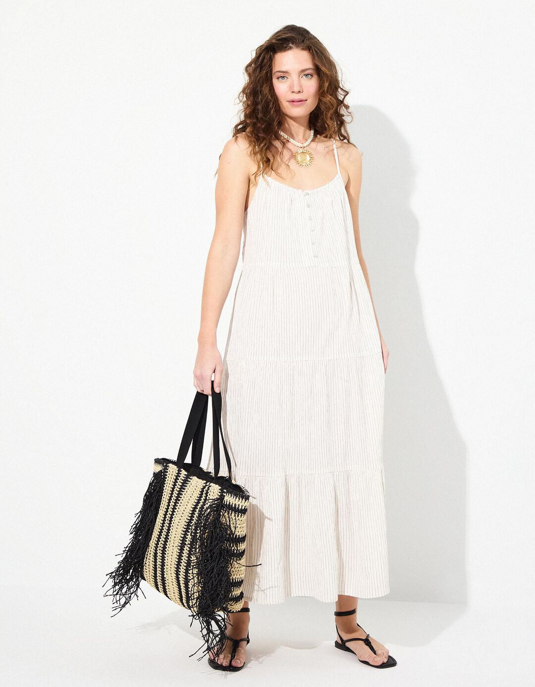 Vestido com Botões, Mulher, Branco