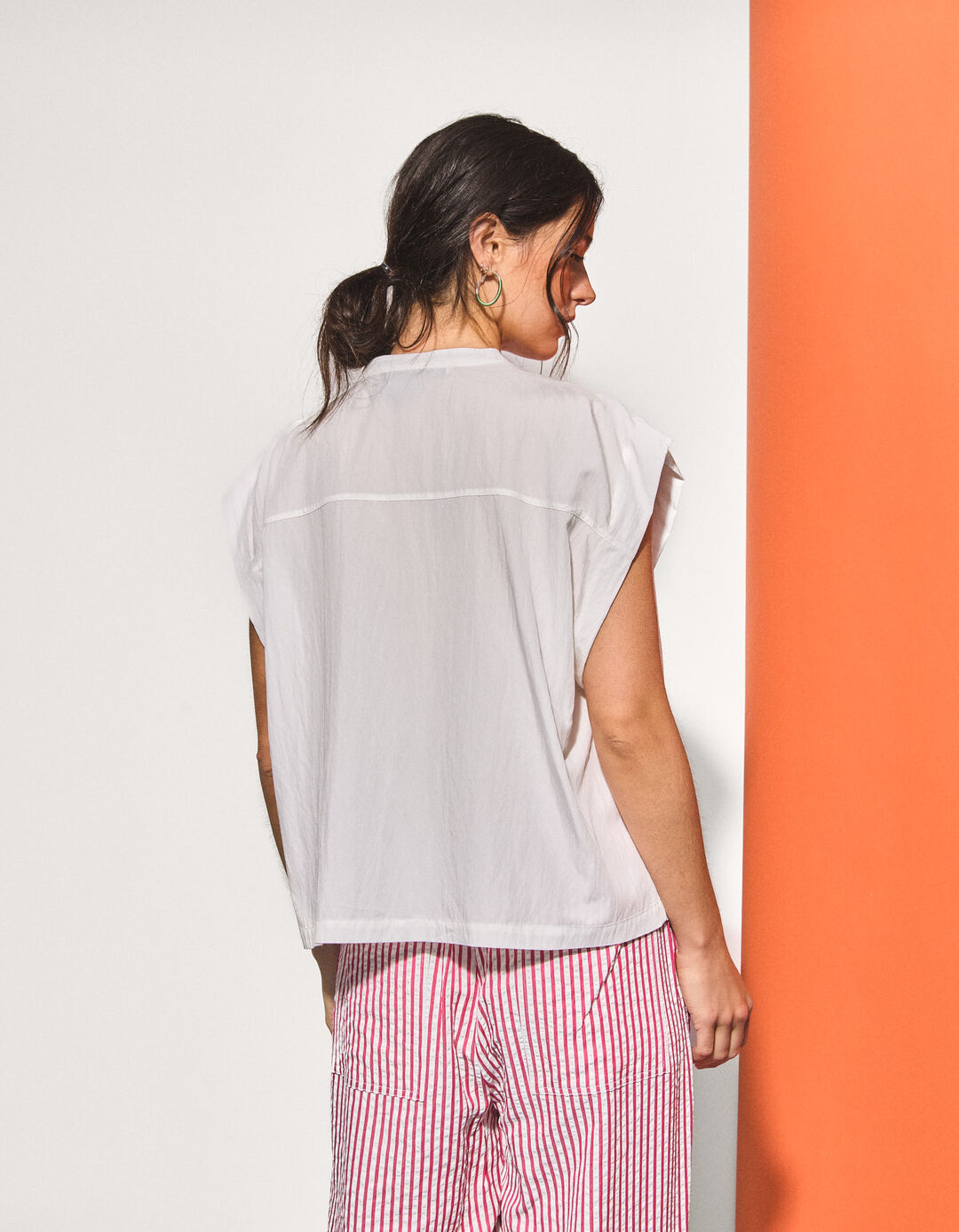 Blusa com Liocel, Mulher, Bege Claro 