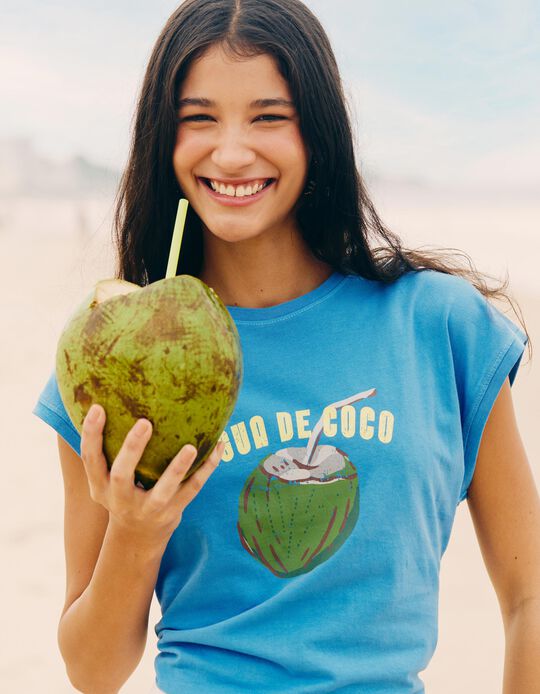 Comprar Online T-shirt Estampada, Mulher, Azul