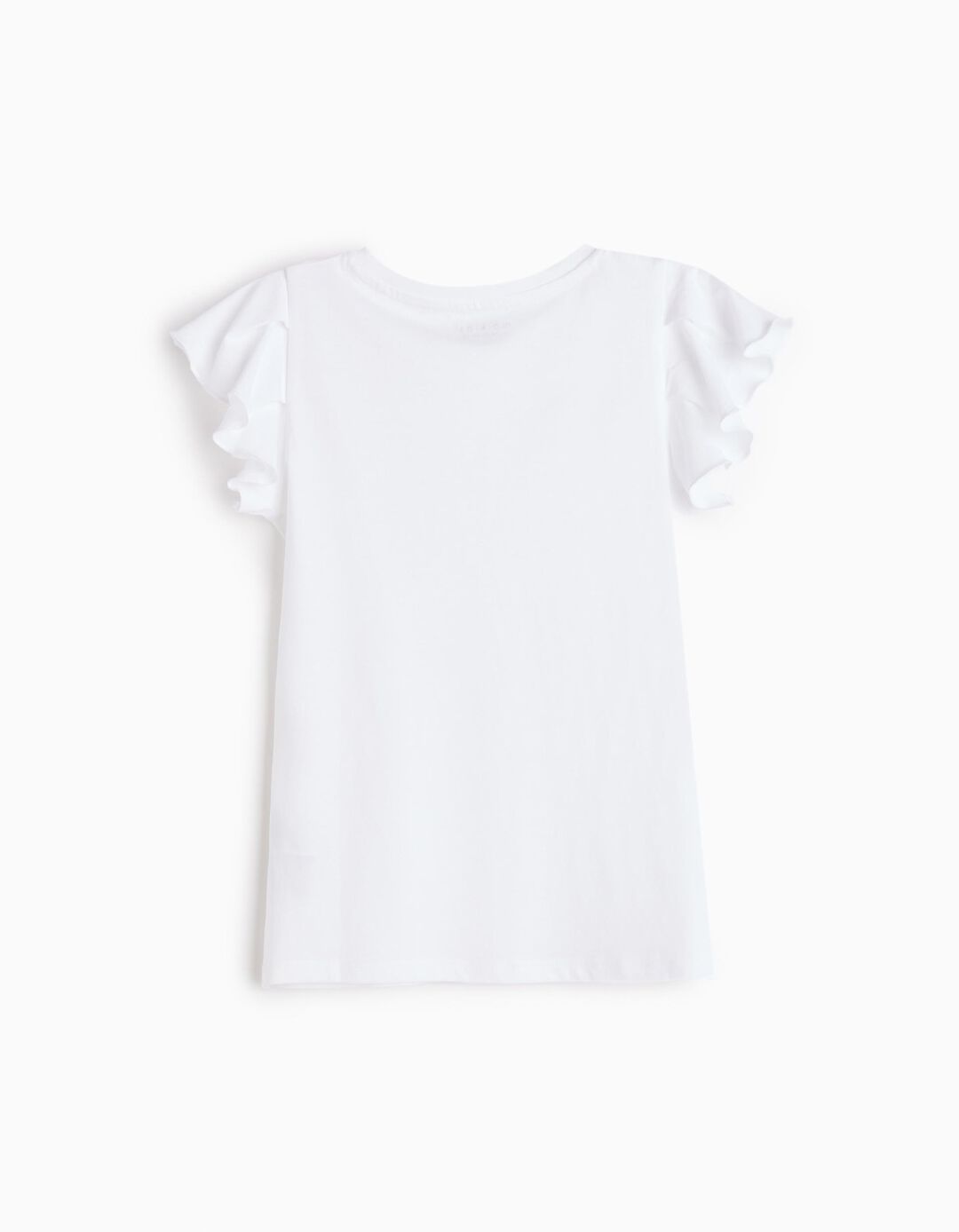 T-shirt Folhos, Menina, Branco
