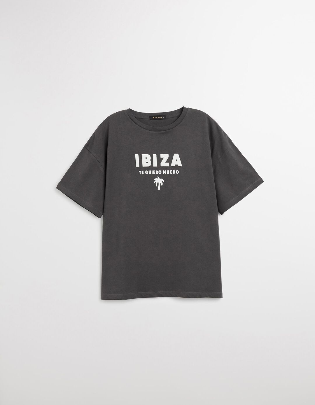 T-shirt Print, Mulher, Cinzento Escuro 