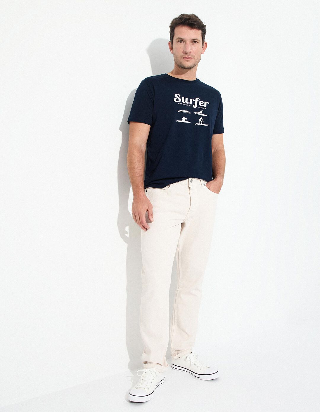 Jeans Slim-fit, Homem, Bege Claro 