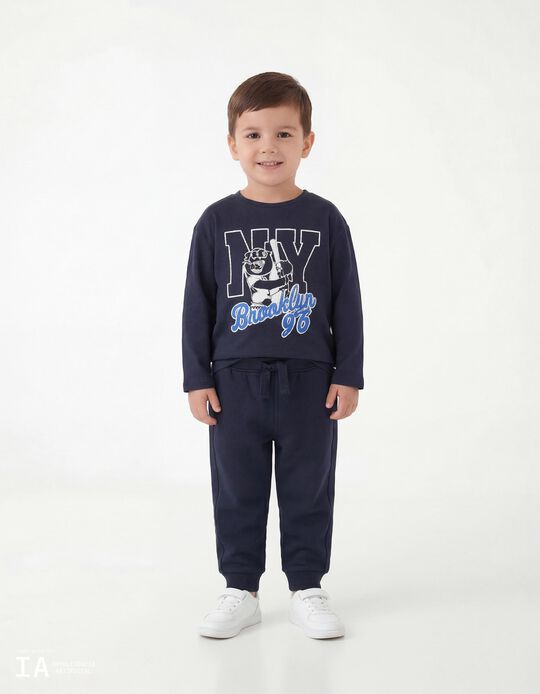 Comprar Online T-shirt de Manga Comprida, Menino, Azul Escuro