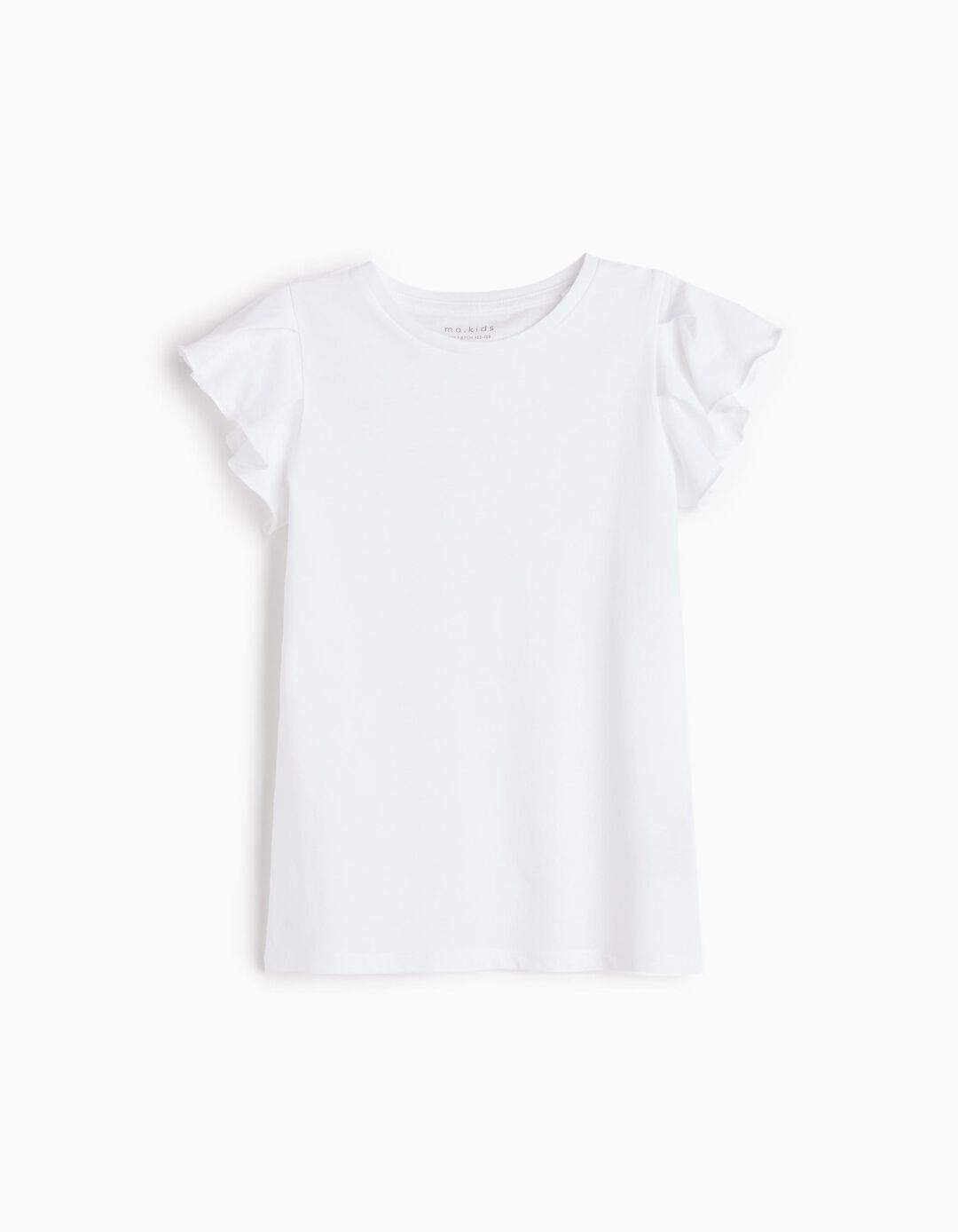 T-shirt Folhos, Menina, Branco