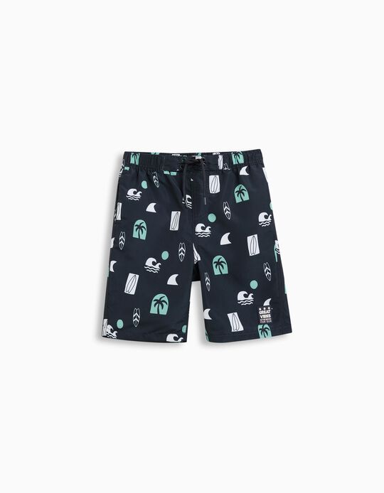 Comprar Online Calções de Banho Estampados, Menino, Azul Escuro 