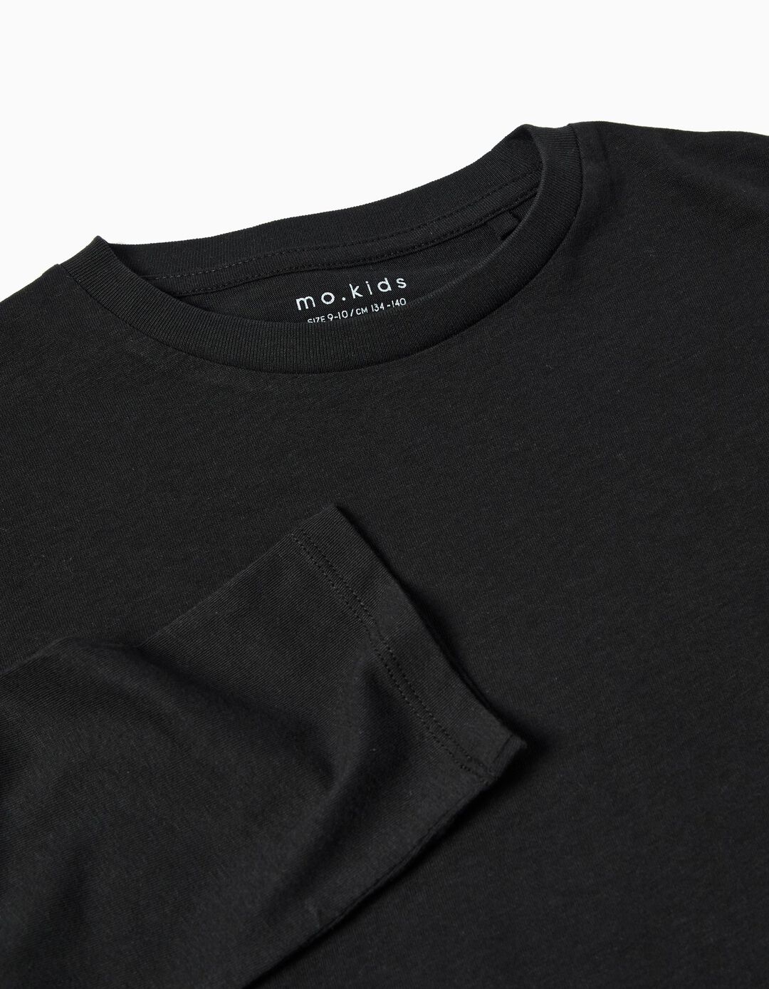 T-shirt Manga Comprida, Menino, Preto