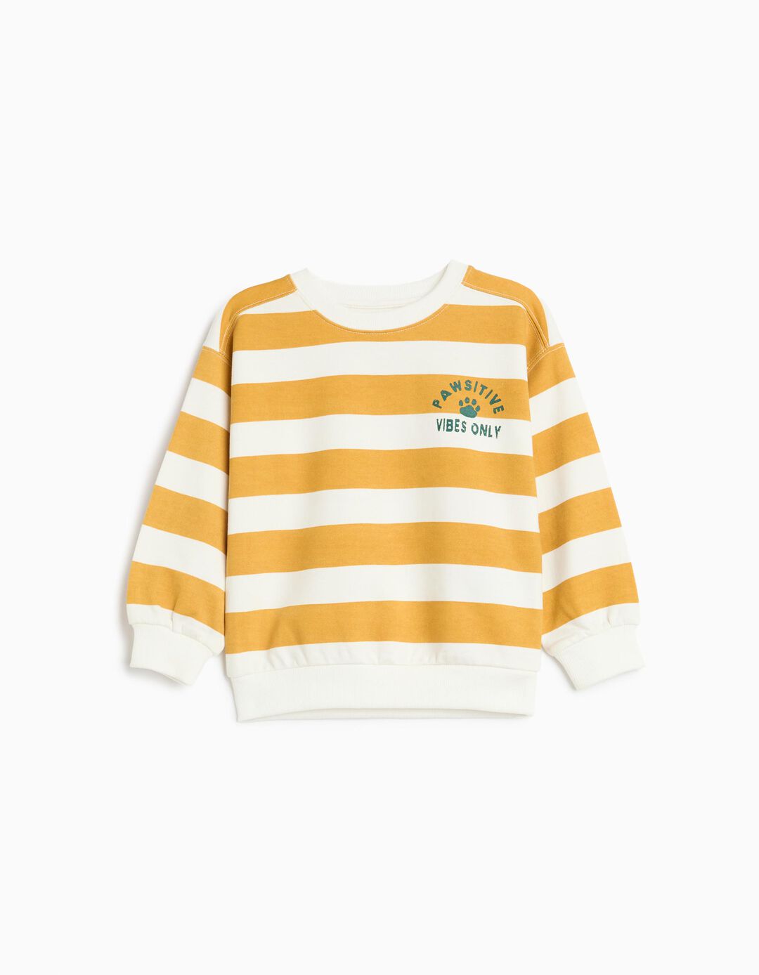 Sweatshirt De Felpa &Agrave;s Riscas, Menino, Amarelo Escuro