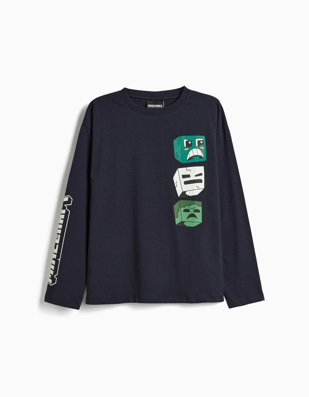 T-shirt de Manga Comprida 'Minecraft', Menino, Azul Escuro 
