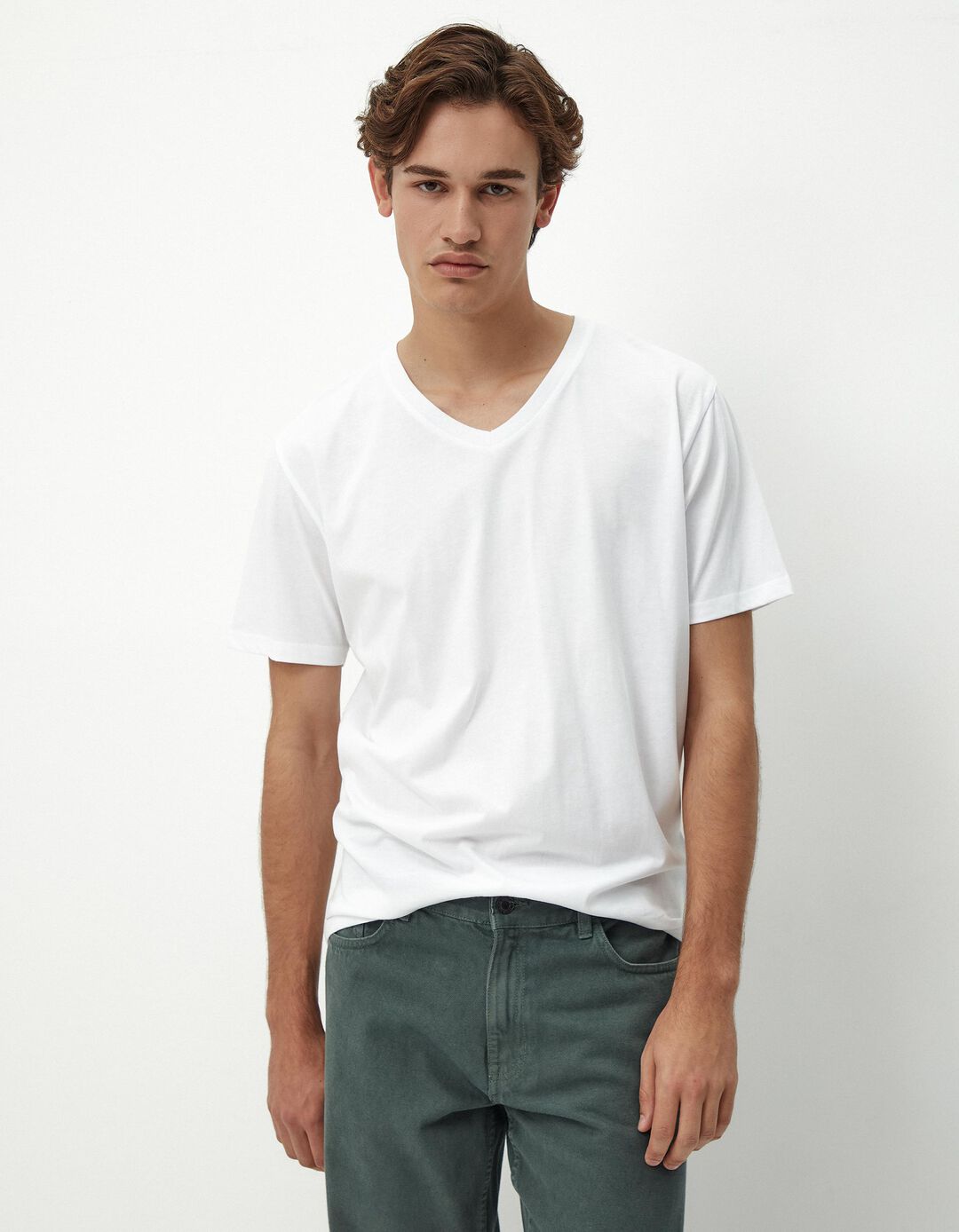 T-shirt Decote em V, Homem, Branco