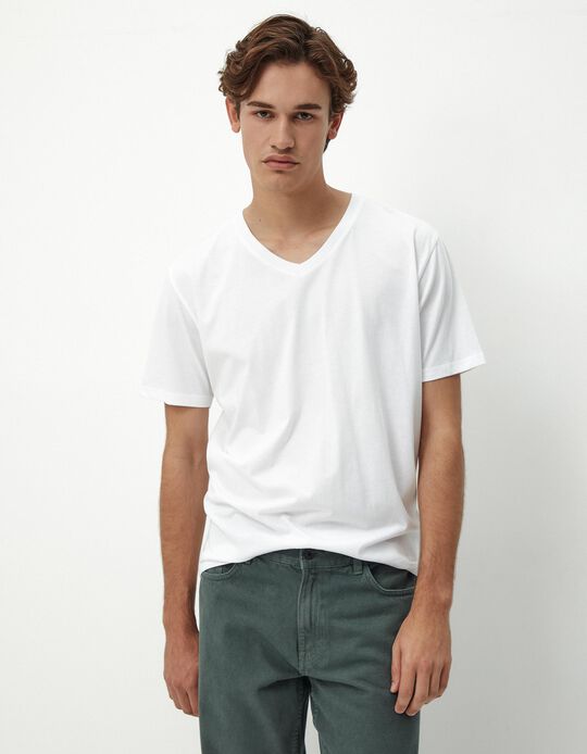 Comprar Online T-shirt Decote em V, Homem, Branco