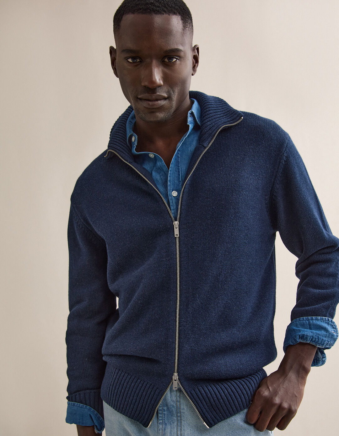 Casaco de Malha, Homem, Azul Escuro