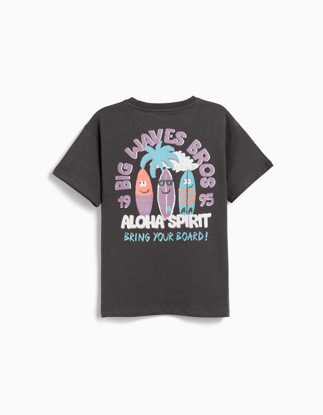 T-shirt Print, Menino, Cinzento Escuro 