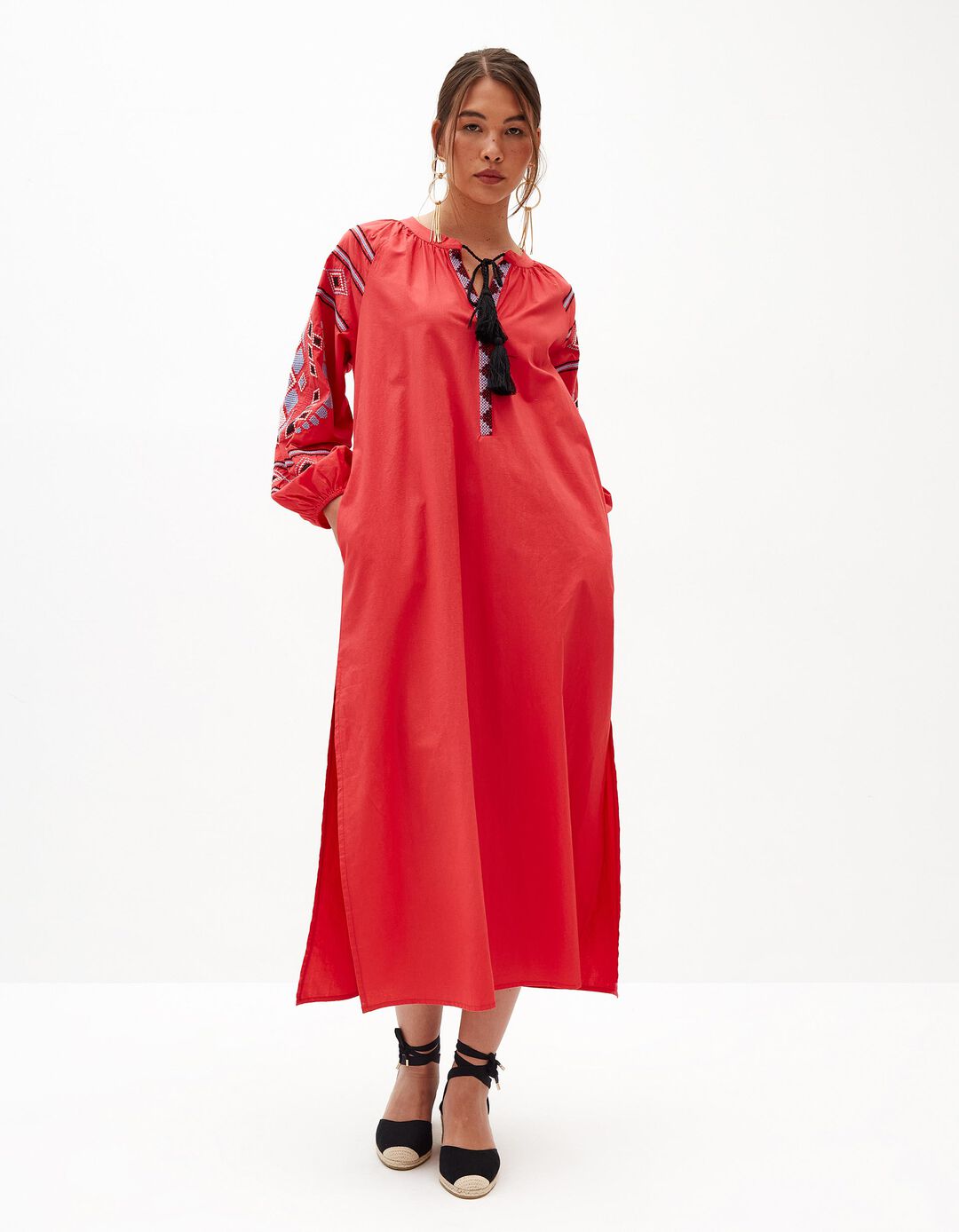 Vestido Bordado, Mulher, Rosa